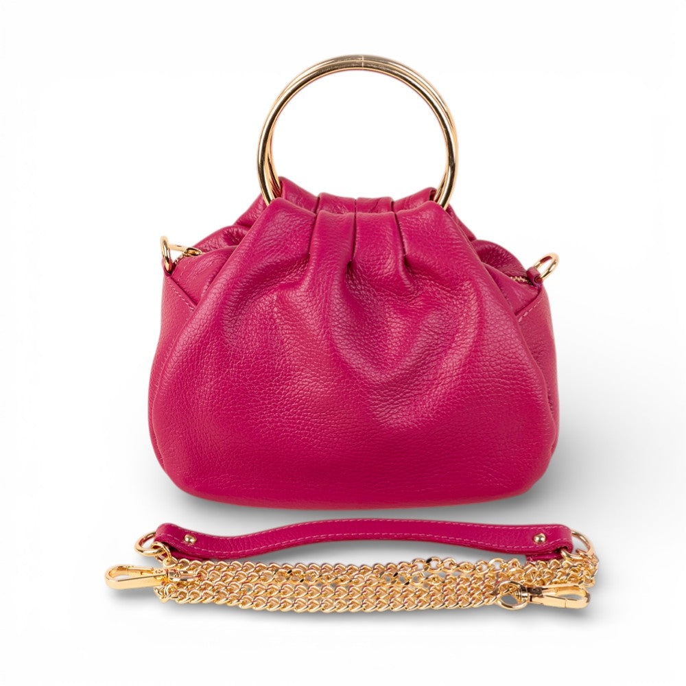 HANDBAG WITH ROUND METAL HANDLES