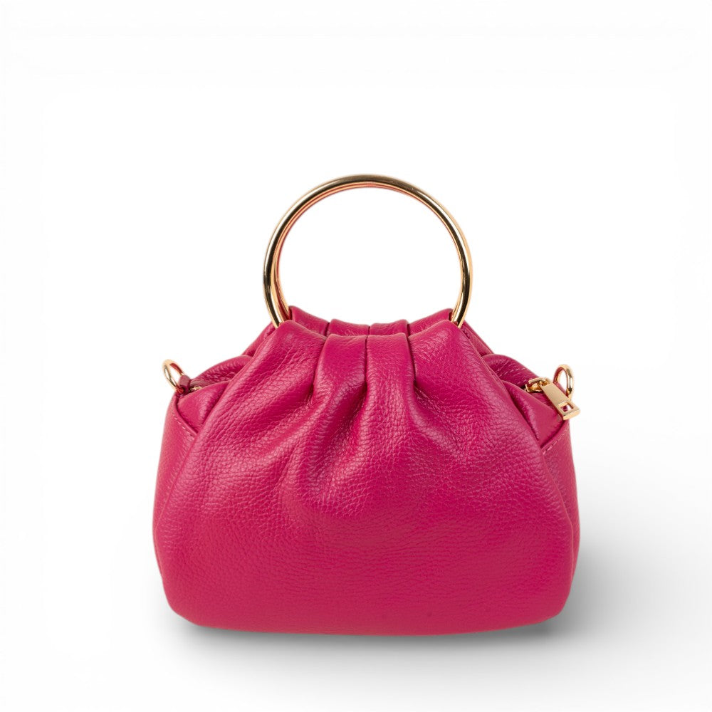 HANDBAG WITH ROUND METAL HANDLES