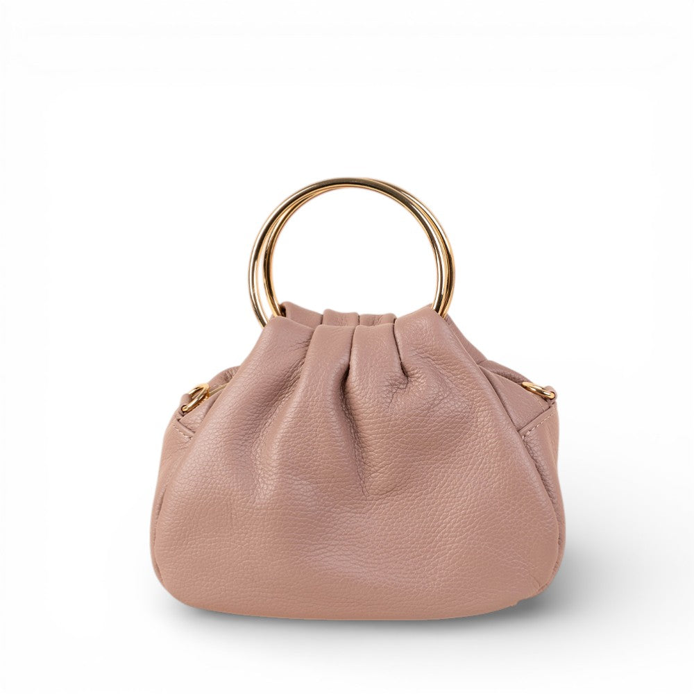 HANDBAG WITH ROUND METAL HANDLES