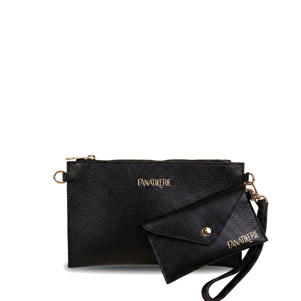 BORSA POCHETTE A BUSTA PIATTA CON PORTA MONETE TRACOLLA E LOGO