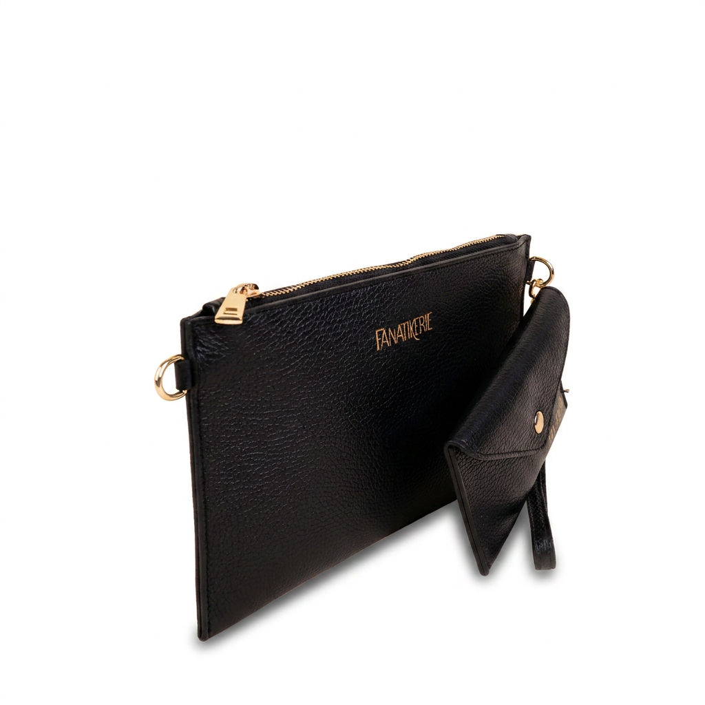 BORSA POCHETTE A BUSTA PIATTA CON PORTA MONETE TRACOLLA E LOGO
