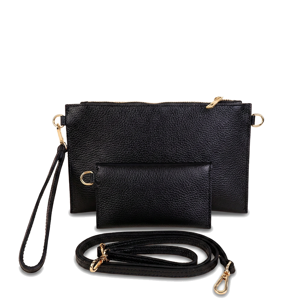 BORSA POCHETTE A BUSTA PIATTA CON PORTA MONETE TRACOLLA E LOGO