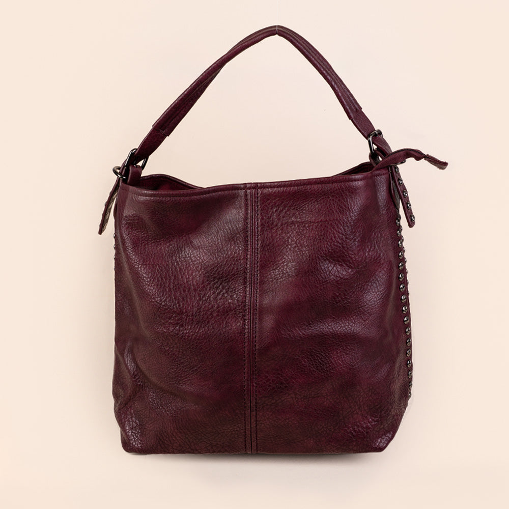 BORSA A SPALLA CON BORCHIE LATERALI E TRACOLLA REGOLABILE