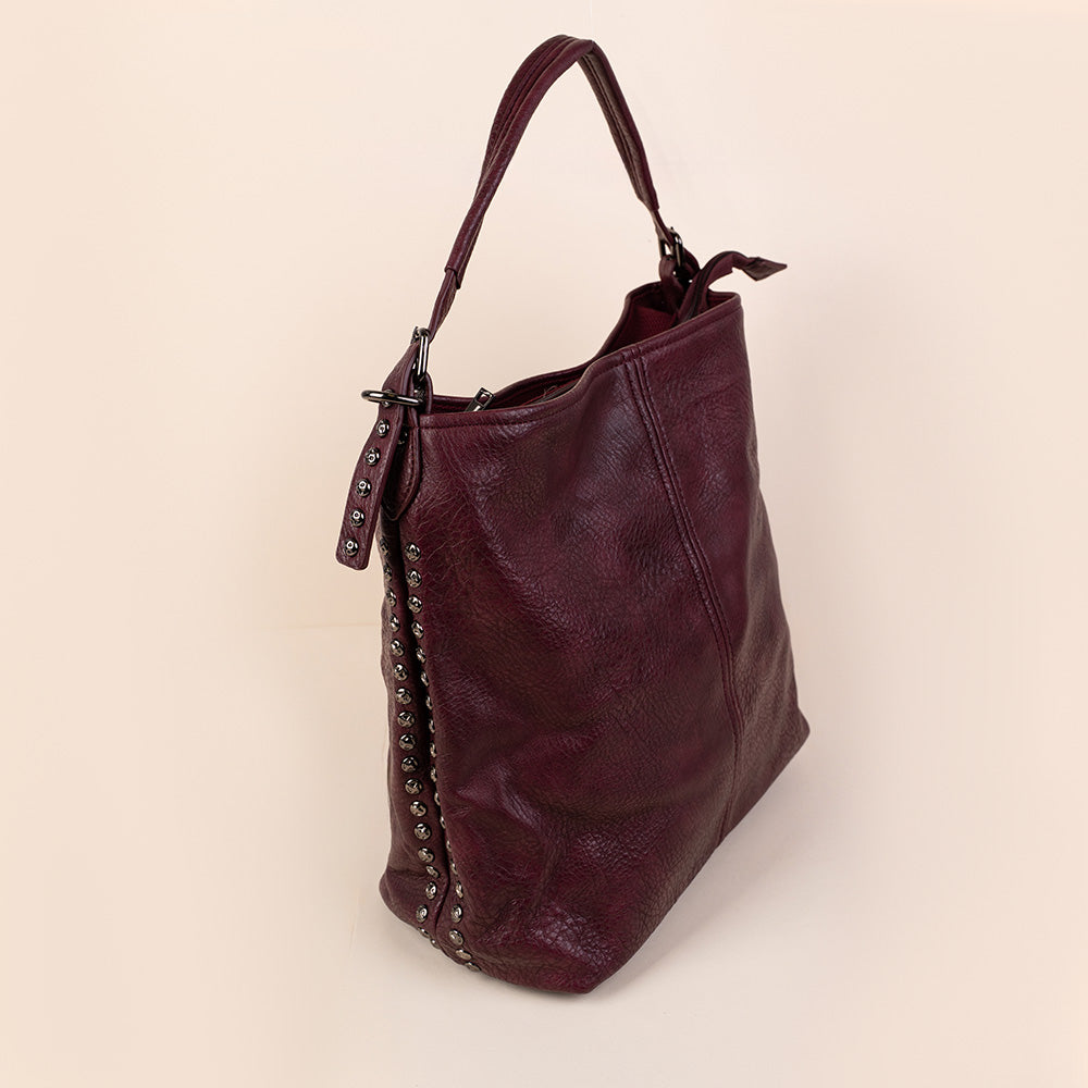 BORSA A SPALLA CON BORCHIE LATERALI E TRACOLLA REGOLABILE
