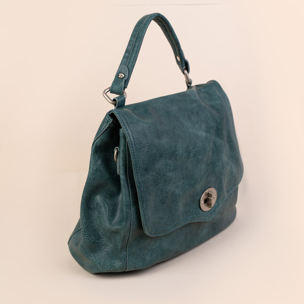 BORSA MODELLO POSTINA CON TRACOLLA IN TESSUTO A FANTASIA