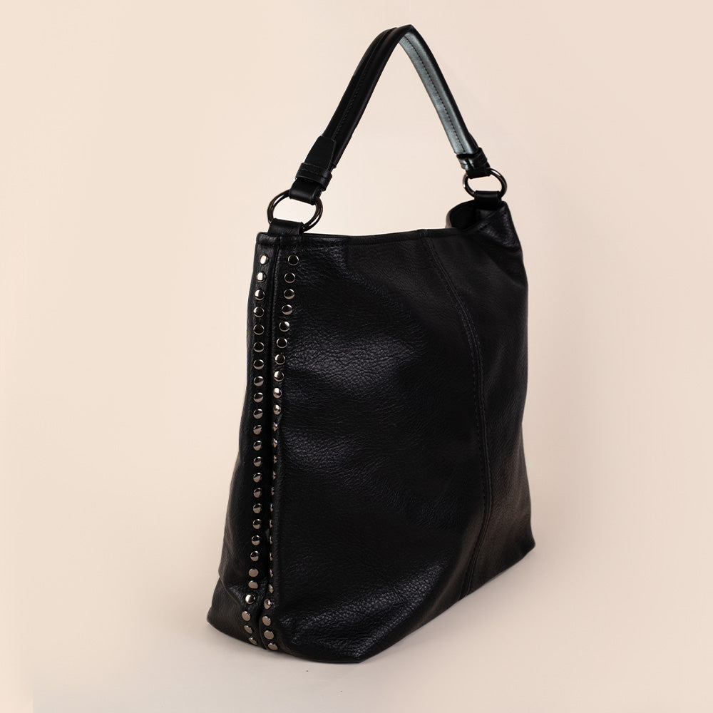 BORSA A SPALLA CON DUE FILE DI BORCHIE LATERALI