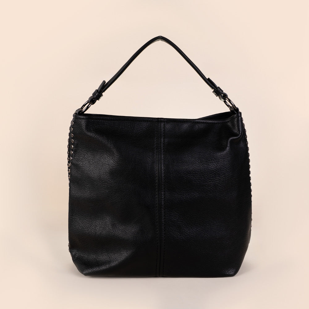 BORSA A SPALLA CON DUE FILE DI BORCHIE LATERALI
