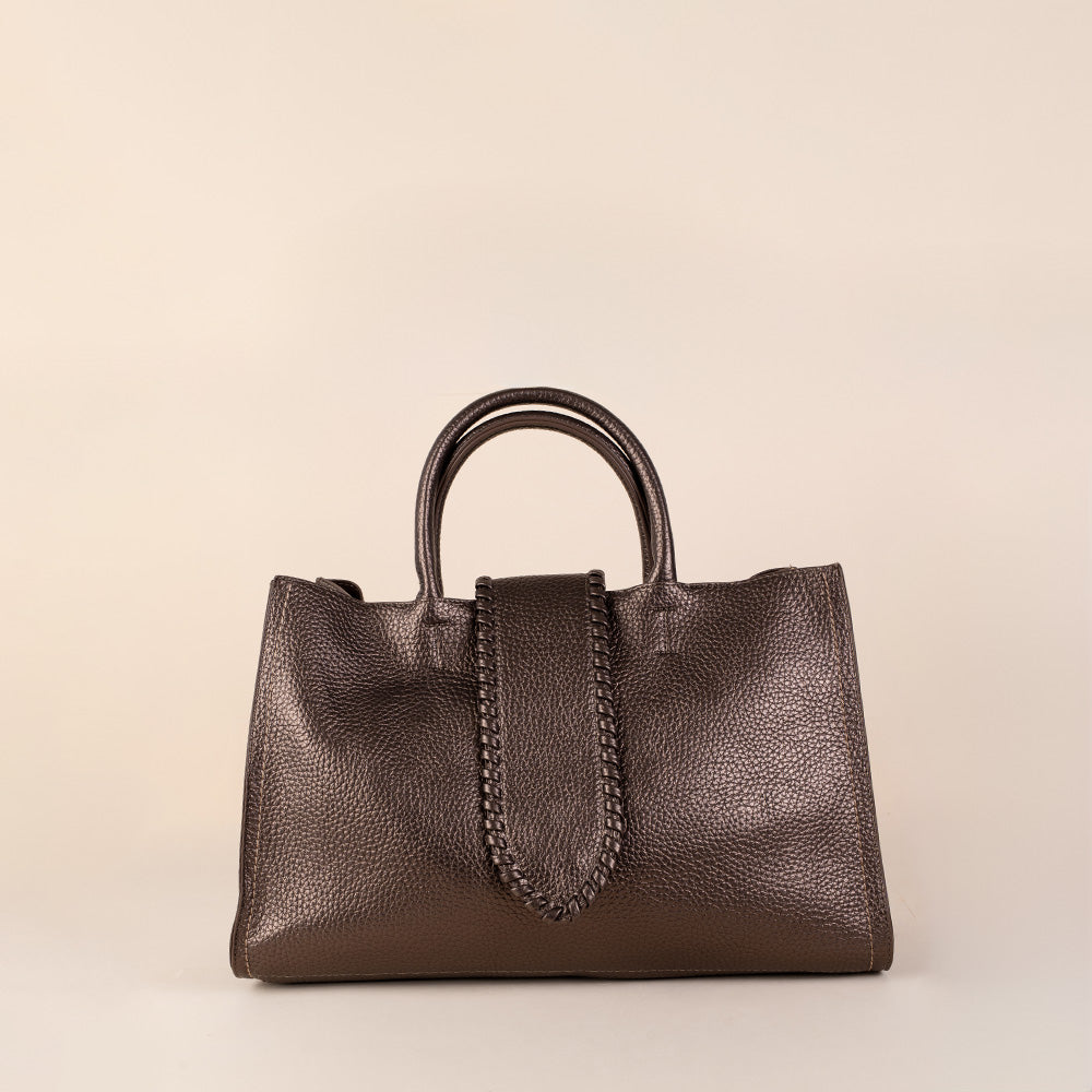 BORSA A MANO RETTANGOLARE CON TRACOLLA E PATTINA FRONTALE