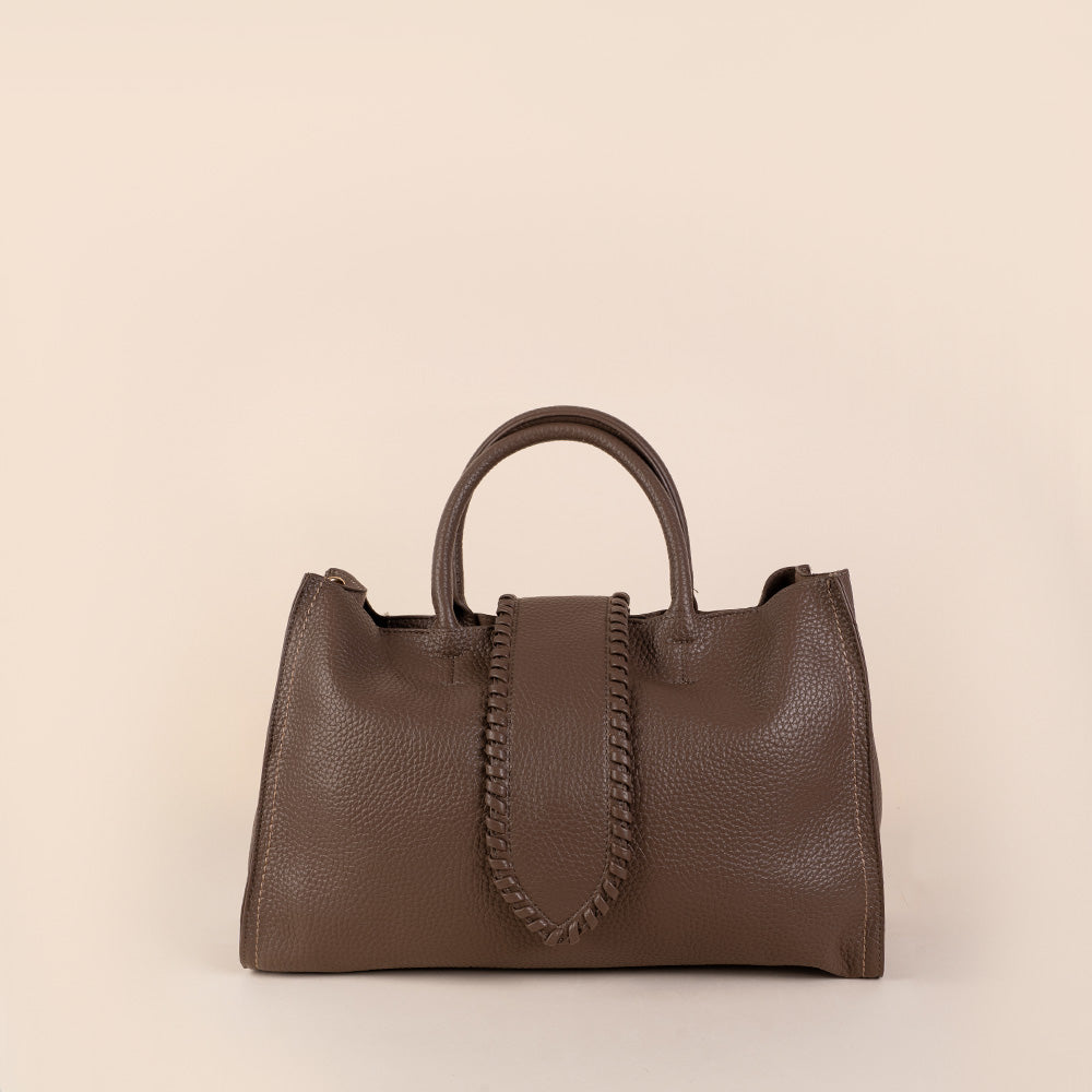 BORSA A MANO RETTANGOLARE CON TRACOLLA E PATTINA FRONTALE