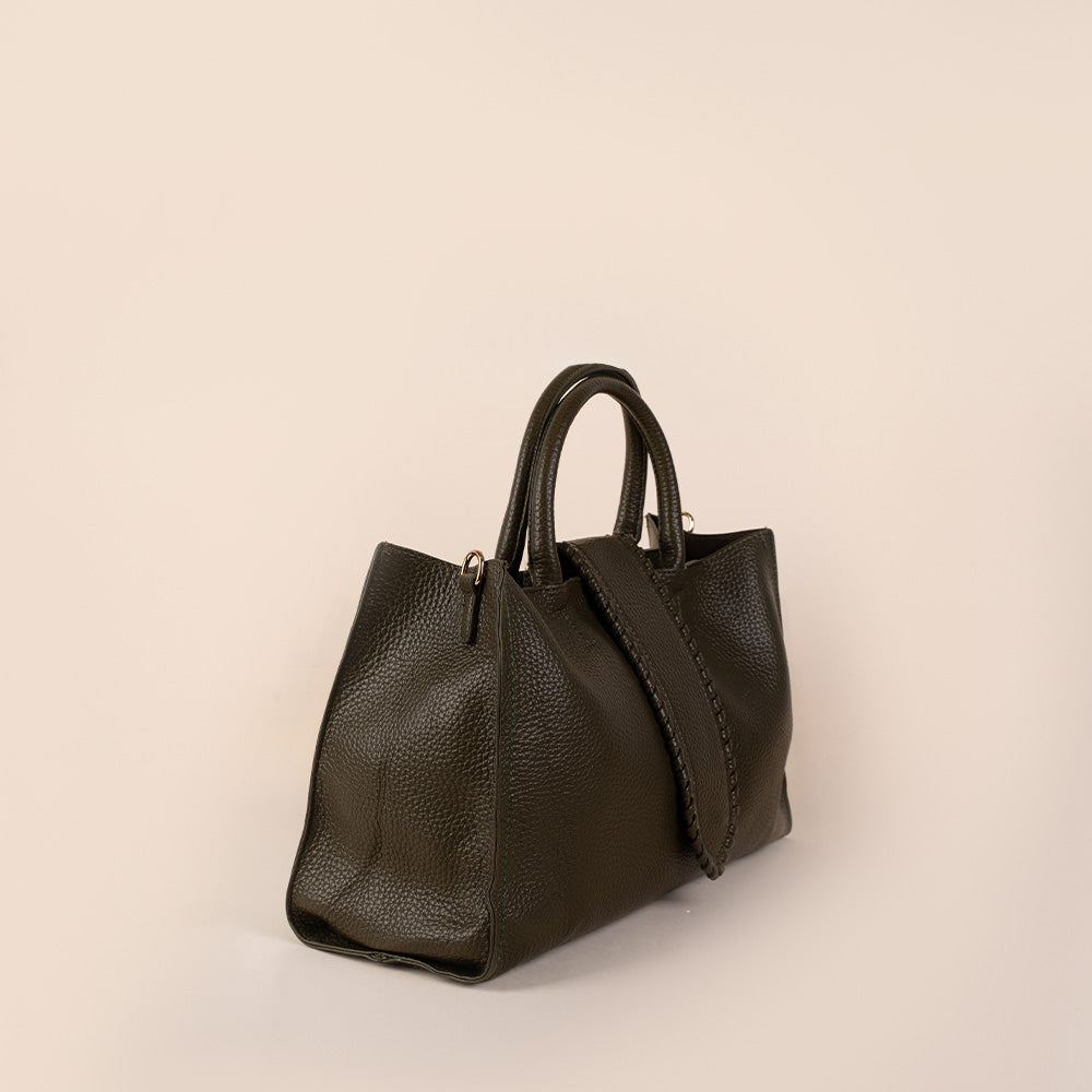 BORSA A MANO RETTANGOLARE CON TRACOLLA E PATTINA FRONTALE