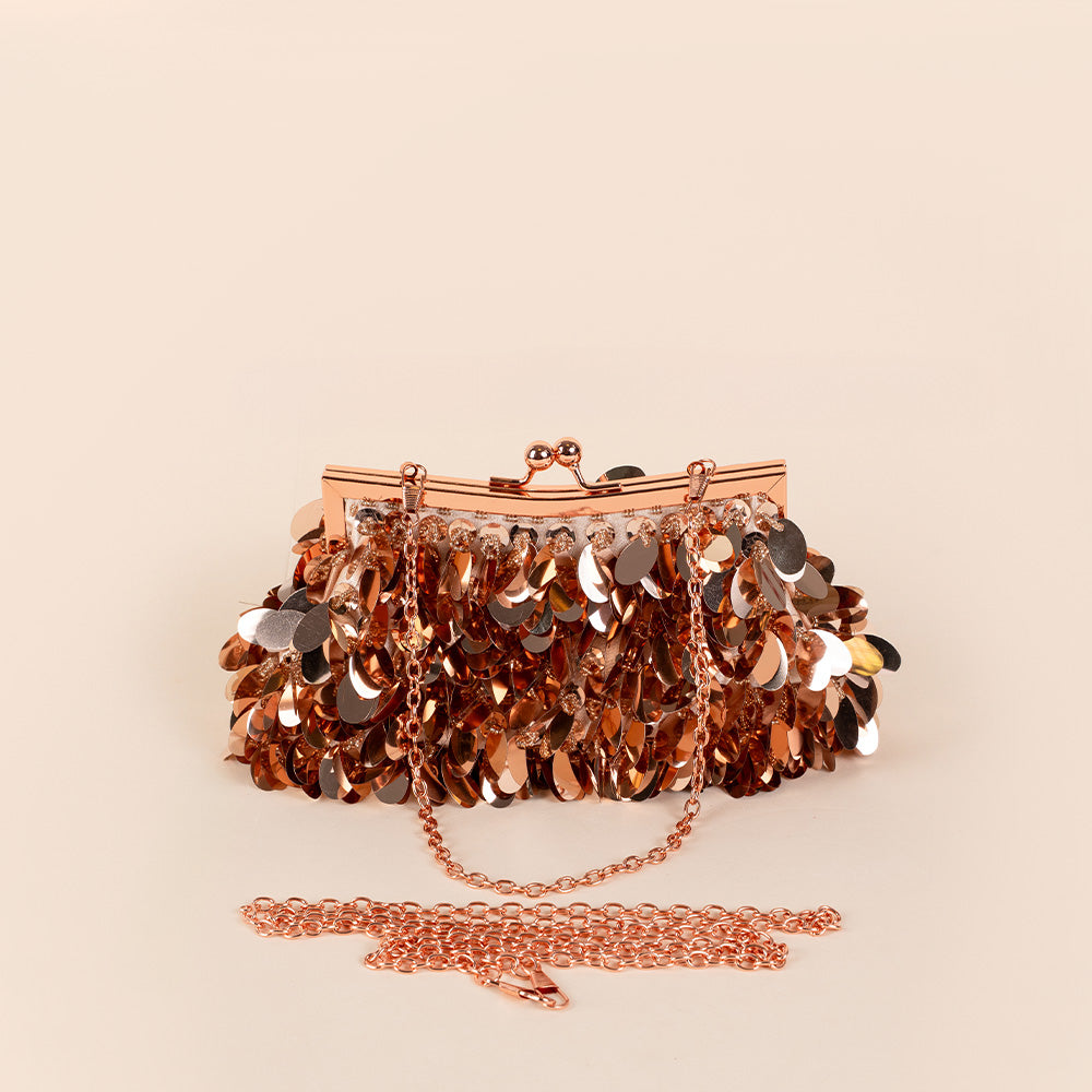 BORSA POCHETTE CON PAILLETES GRANDI E PERLINE