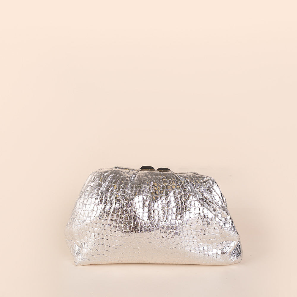 BORSA POCHETTE TEXTURE SIMIL COCCODRILLO