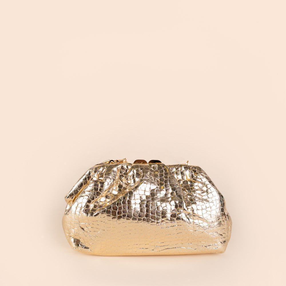 BORSA POCHETTE TEXTURE SIMIL COCCODRILLO