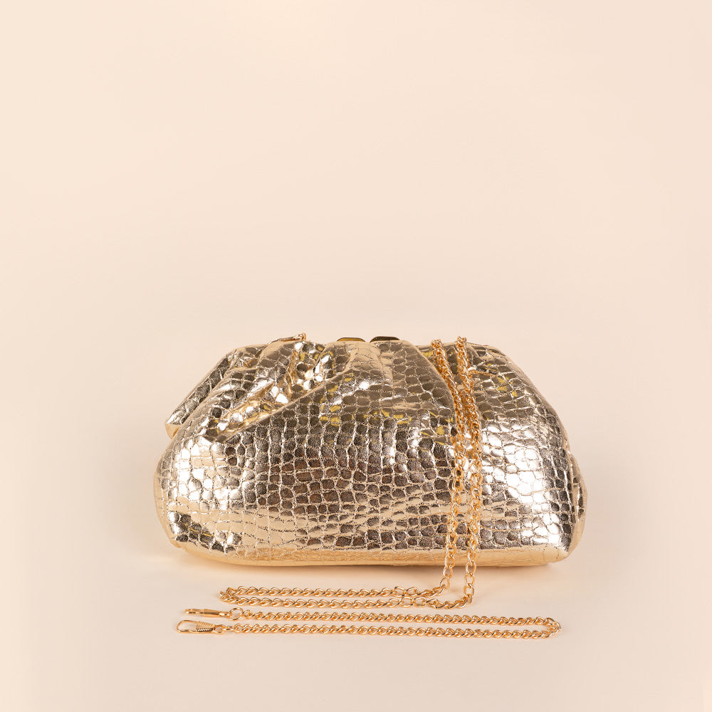 BORSA POCHETTE TEXTURE SIMIL COCCODRILLO