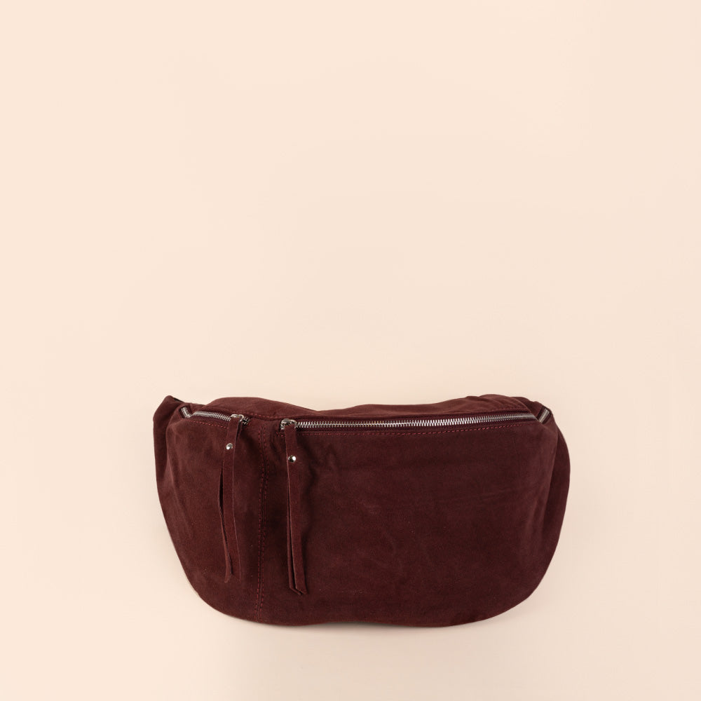 BORSA MARSUPIO SCAMOSCIATA GRANDE CON DOPPIA ZIP