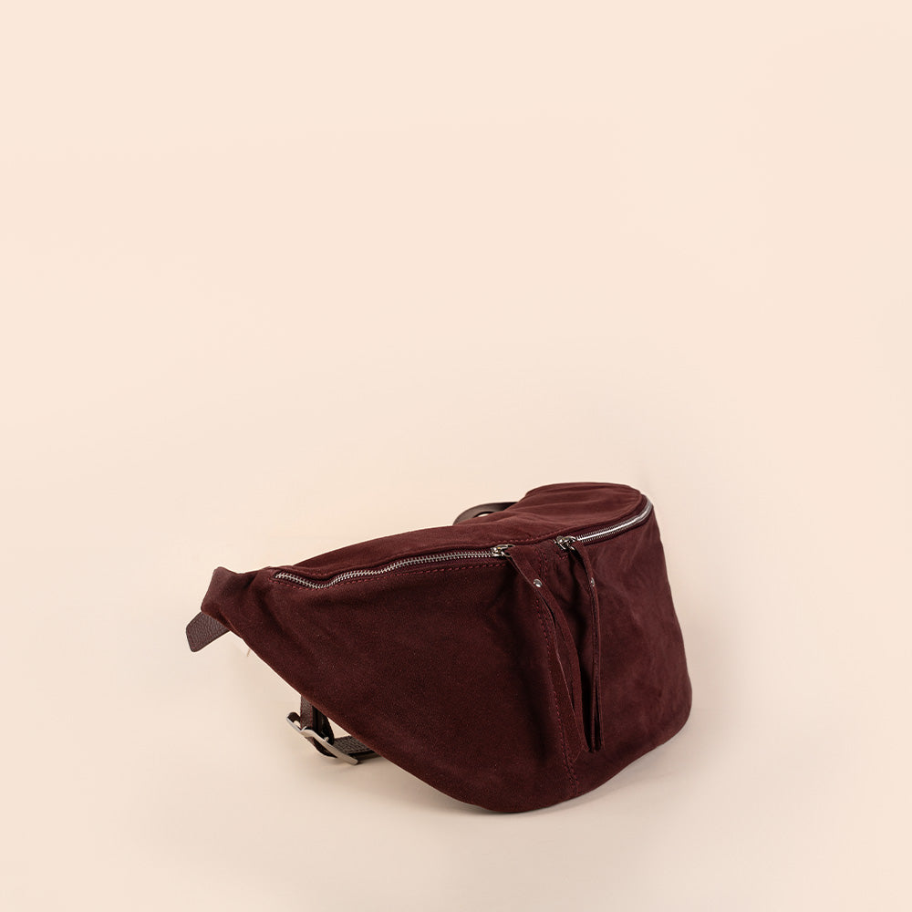 BORSA MARSUPIO SCAMOSCIATA GRANDE CON DOPPIA ZIP