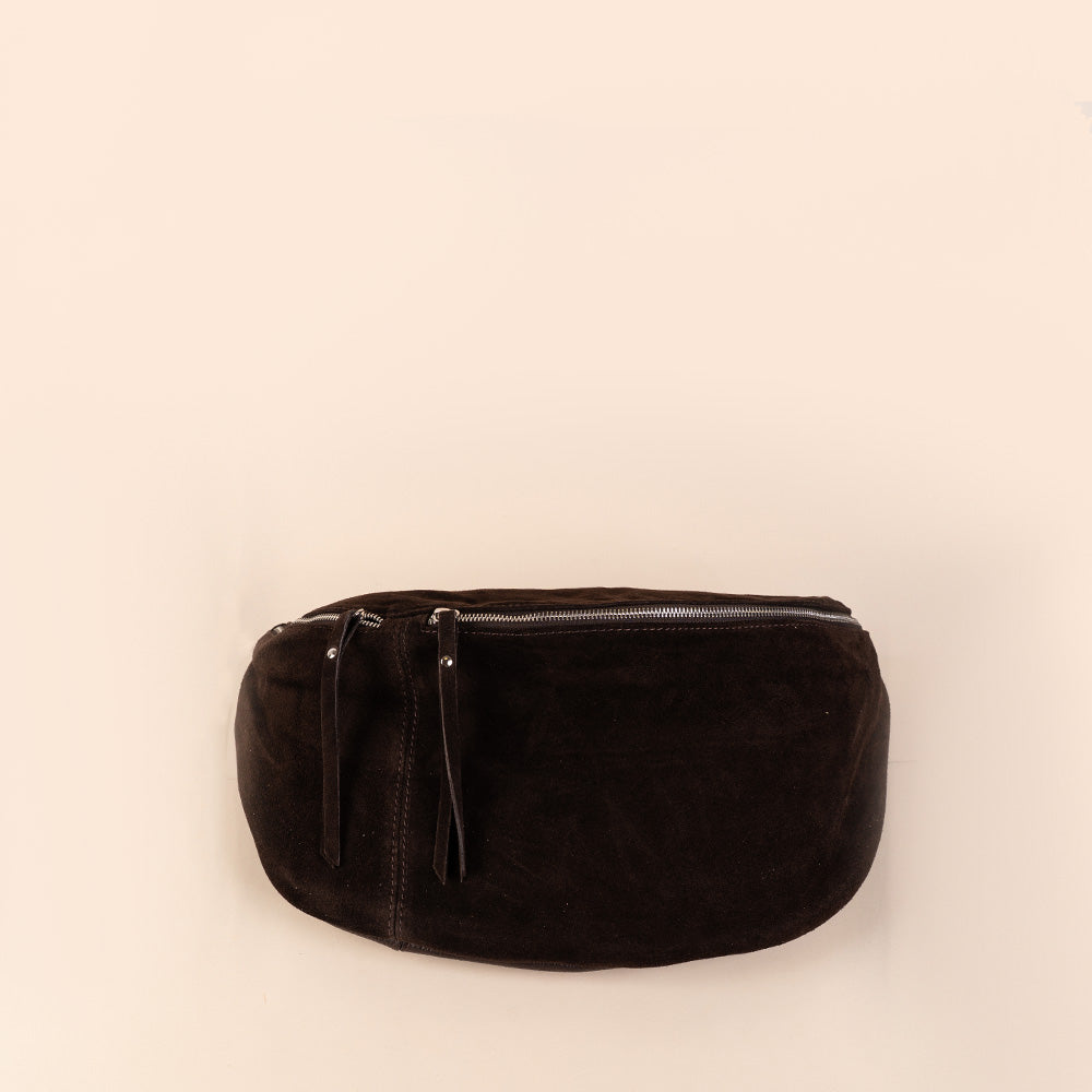 BORSA MARSUPIO SCAMOSCIATA GRANDE CON DOPPIA ZIP
