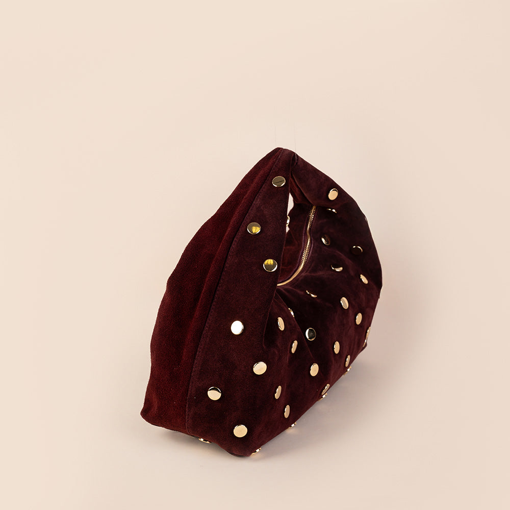 BORSA A SPALLA CON BORCHIE CIRCOLARI PIATTE