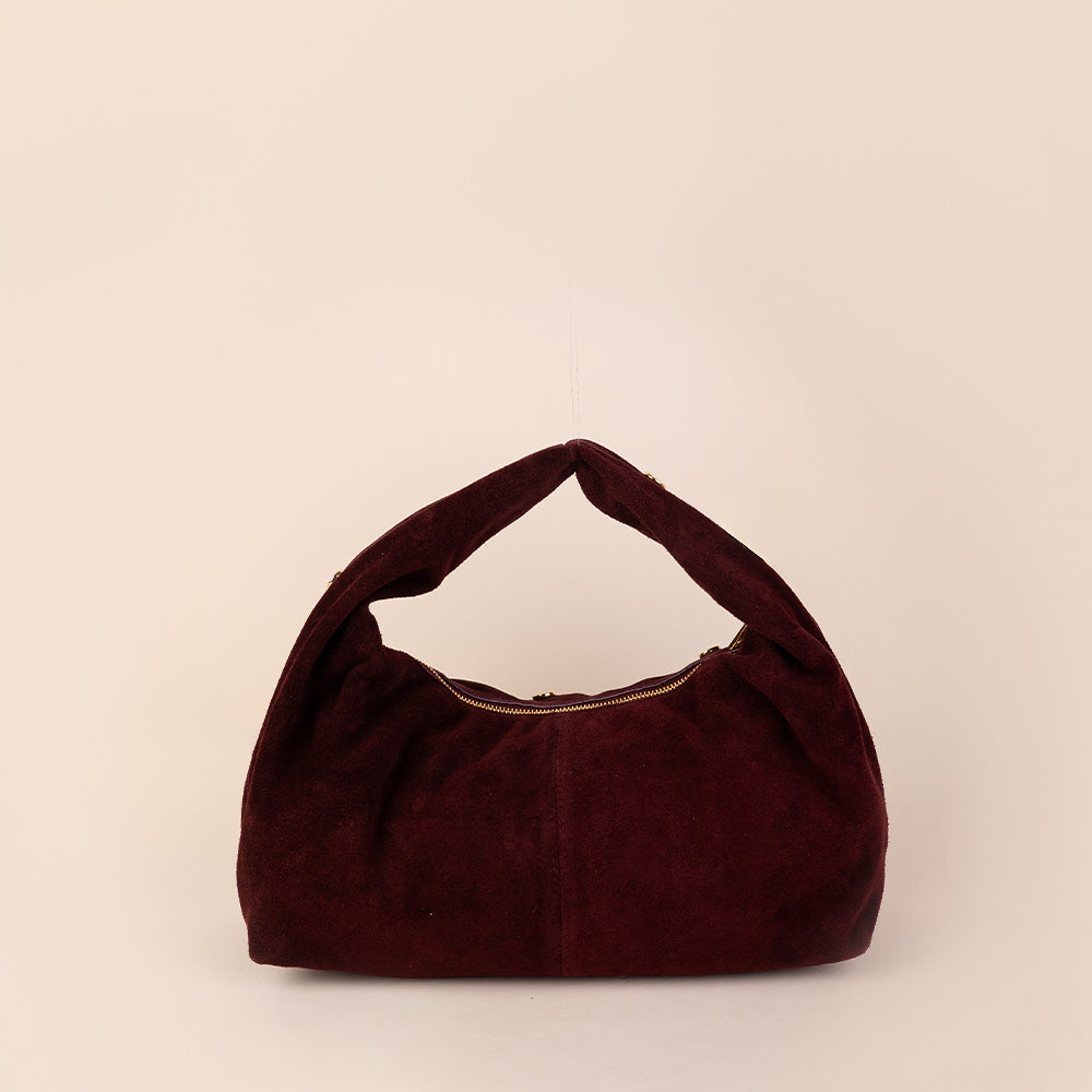 BORSA A SPALLA CON BORCHIE CIRCOLARI PIATTE