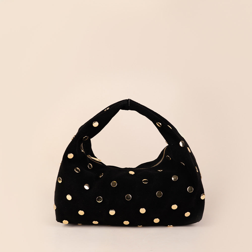 BORSA A SPALLA CON BORCHIE CIRCOLARI PIATTE