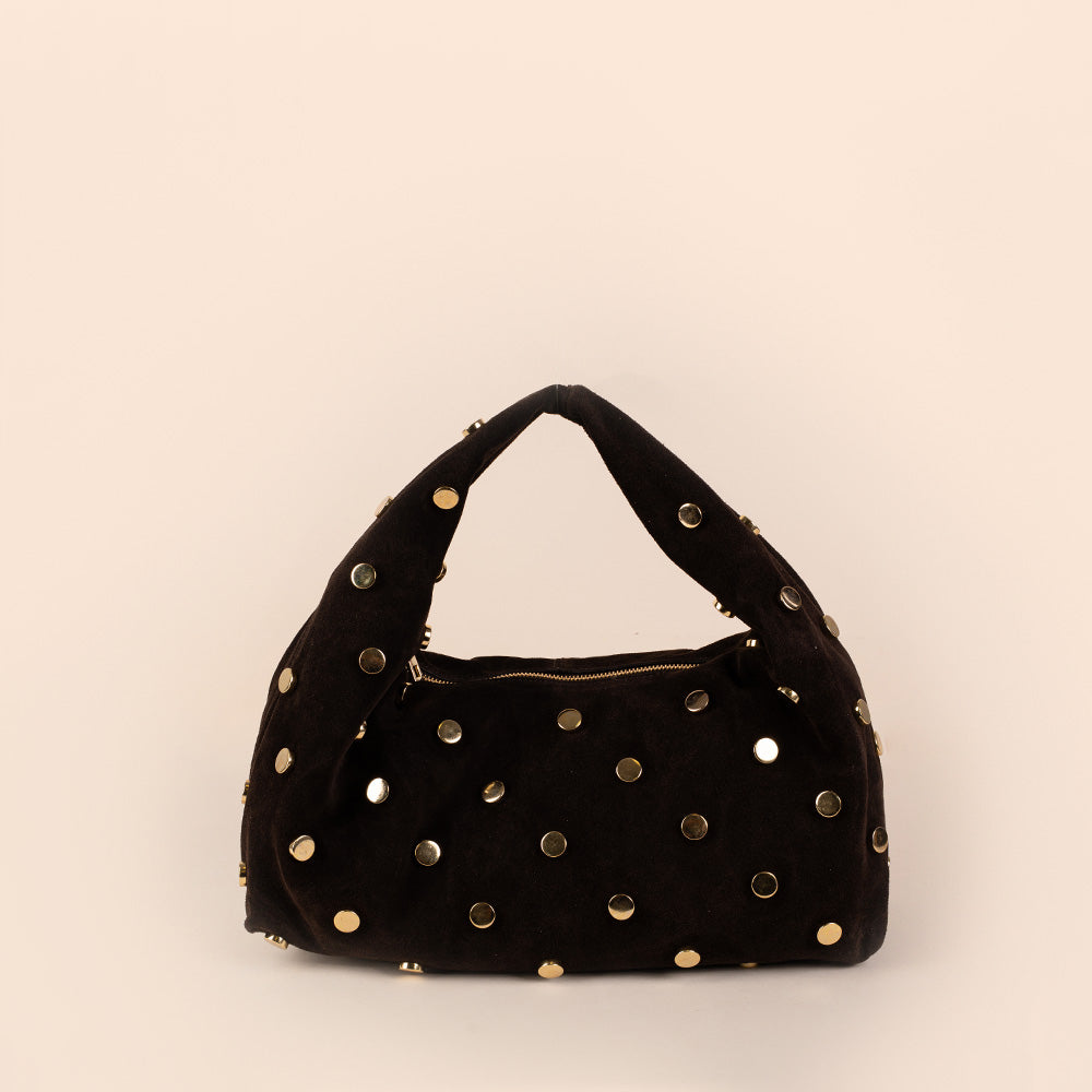 BORSA A MANO SCAMOSCIATA CON BORCHIE