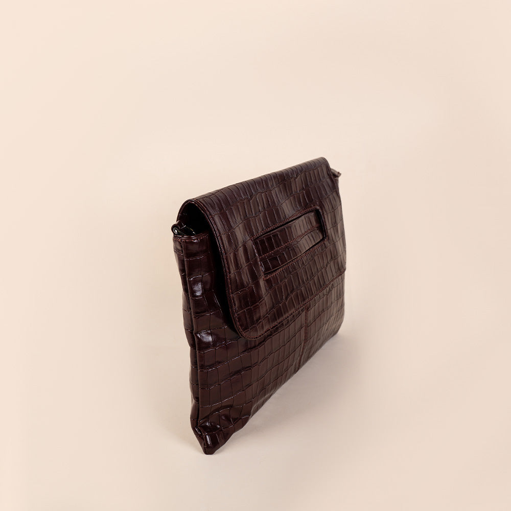 BORSA A MANO RETTANGOLARE SIMIL COCCODRILLO CON TRACOLLA