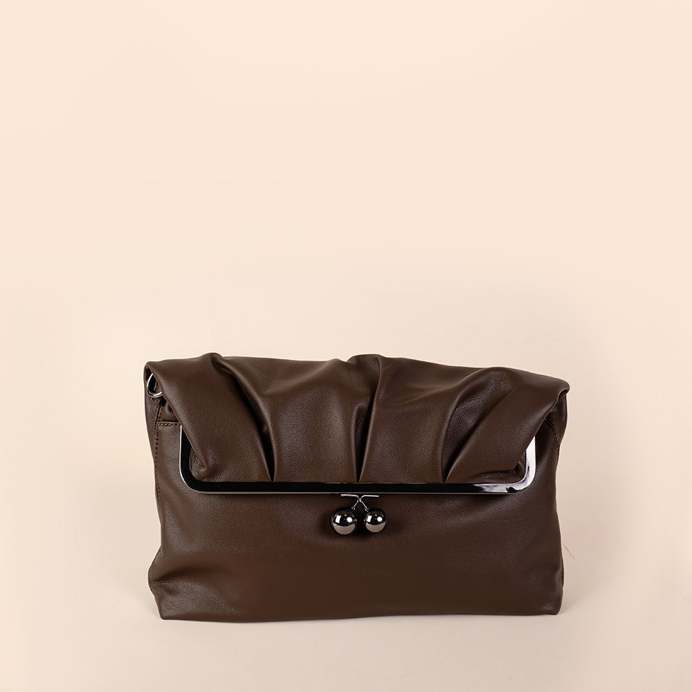 BORSA A SPALLA CON CHIUSURA A PORTAMONETE E DOPPIA TRACOLLA
