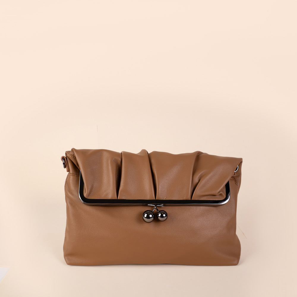 BORSA A SPALLA CON CHIUSURA A PORTAMONETE E DOPPIA TRACOLLA