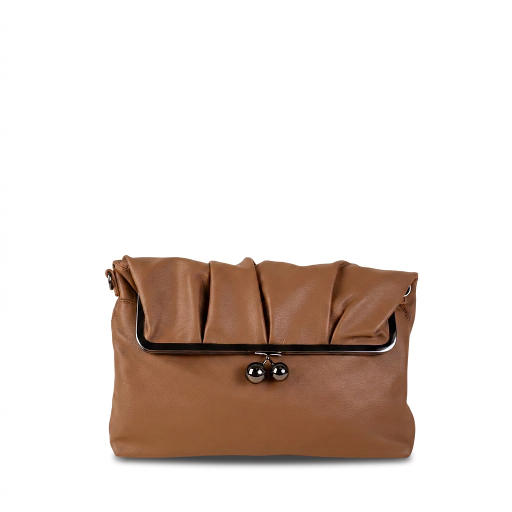 BORSA A SPALLA CON CHIUSURA A PORTAMONETE E DOPPIA TRACOLLA