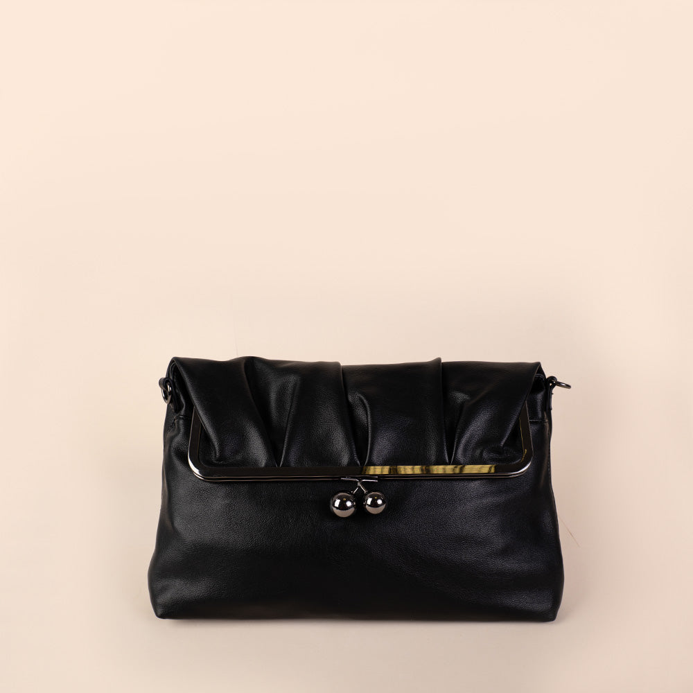 BORSA A SPALLA CON CHIUSURA A PORTAMONETE E DOPPIA TRACOLLA
