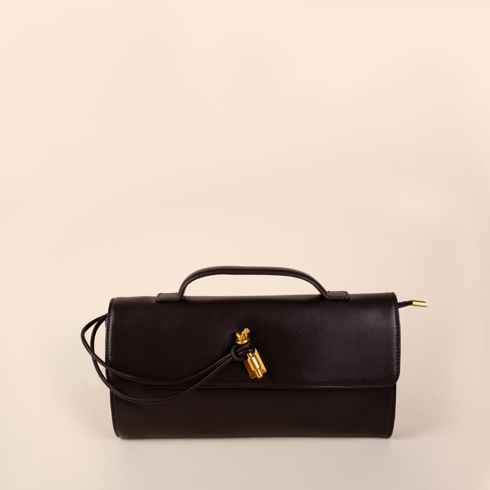 BORSA CLUTCH A MANO CON LACCIO SU CHIUSURA E TRACOLLA