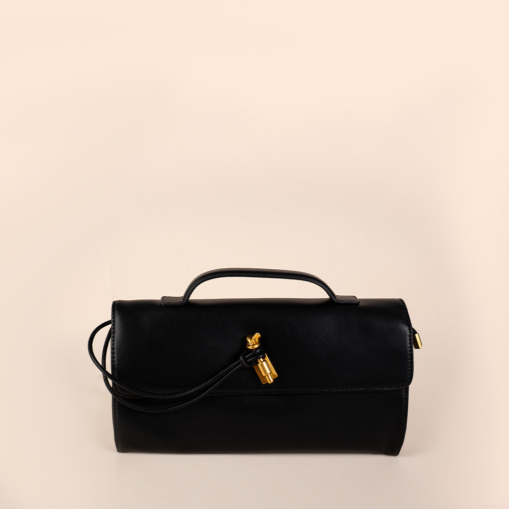 BORSA CLUTCH A MANO CON LACCIO SU CHIUSURA E TRACOLLA