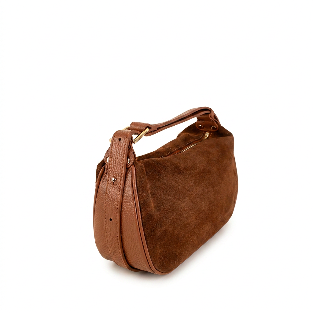 BORSA A MANO SCAMOSCIATA TRASFORMABILE A TRACOLLA
