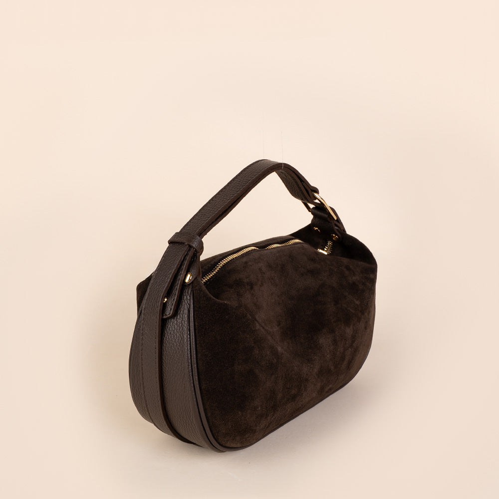 BORSA A MANO SCAMOSCIATA TRASFORMABILE A TRACOLLA