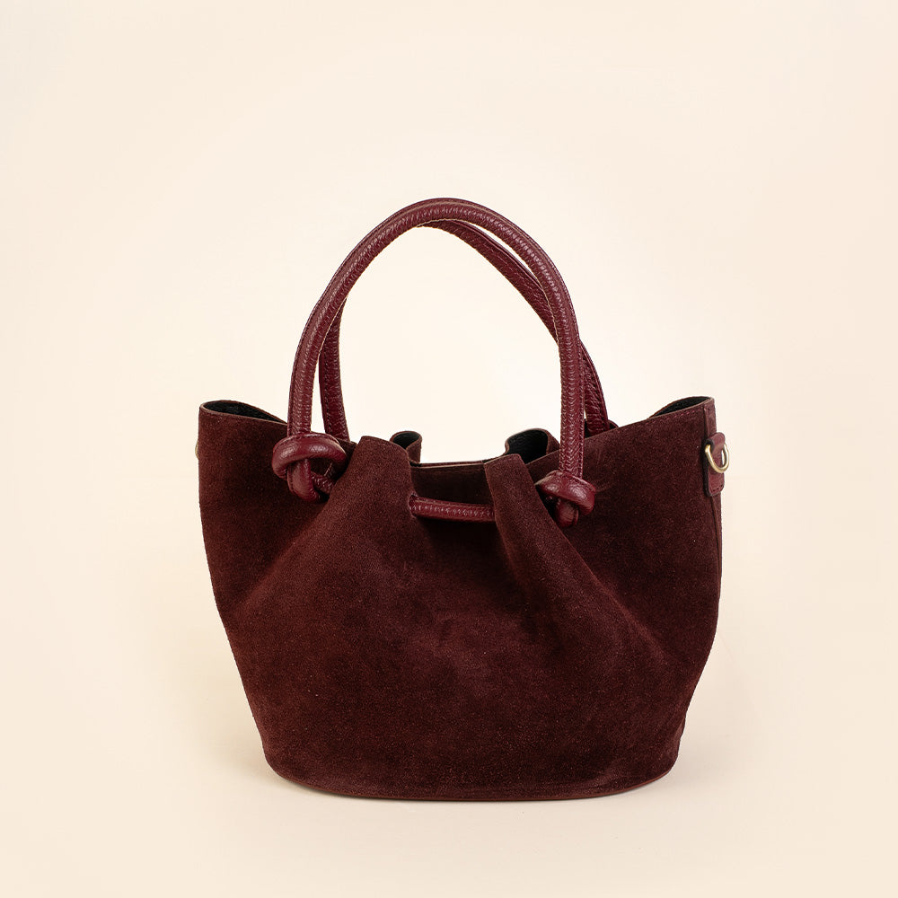 BORSA A MANO FORMA A SECCHIELLO CON TRACOLLA