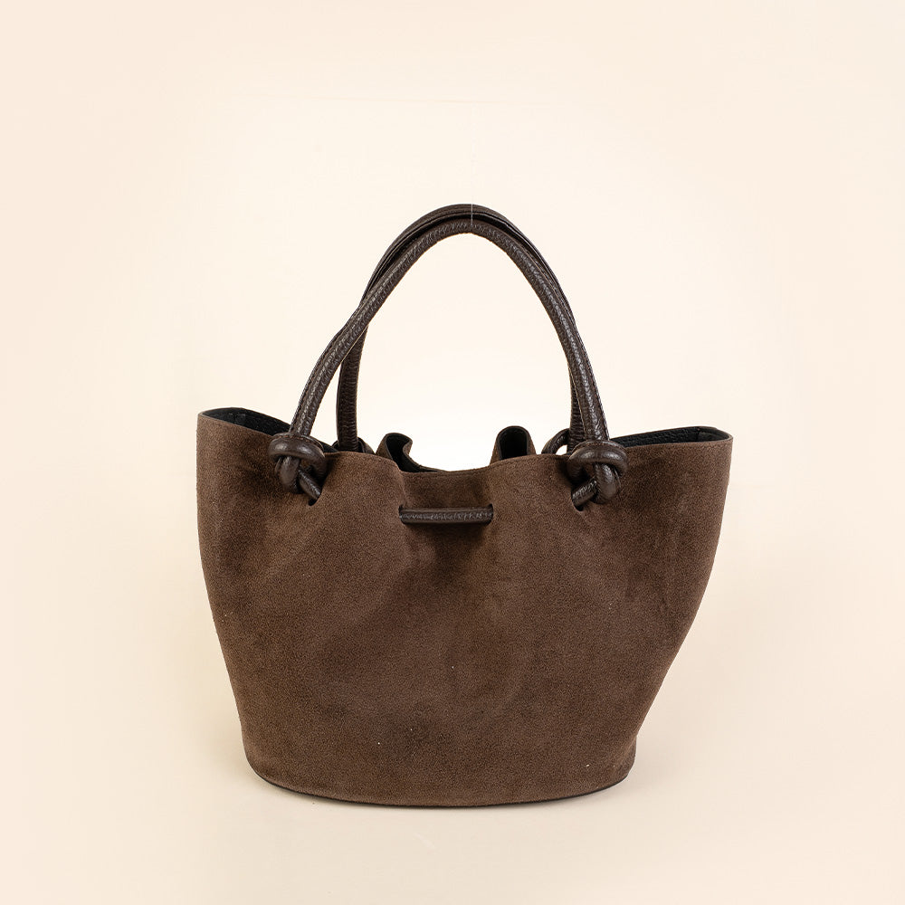 BORSA A MANO FORMA A SECCHIELLO CON TRACOLLA