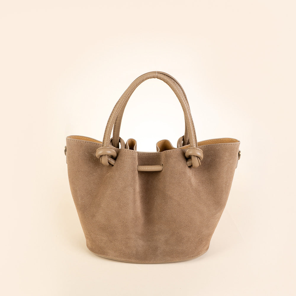 BORSA A MANO FORMA A SECCHIELLO CON TRACOLLA