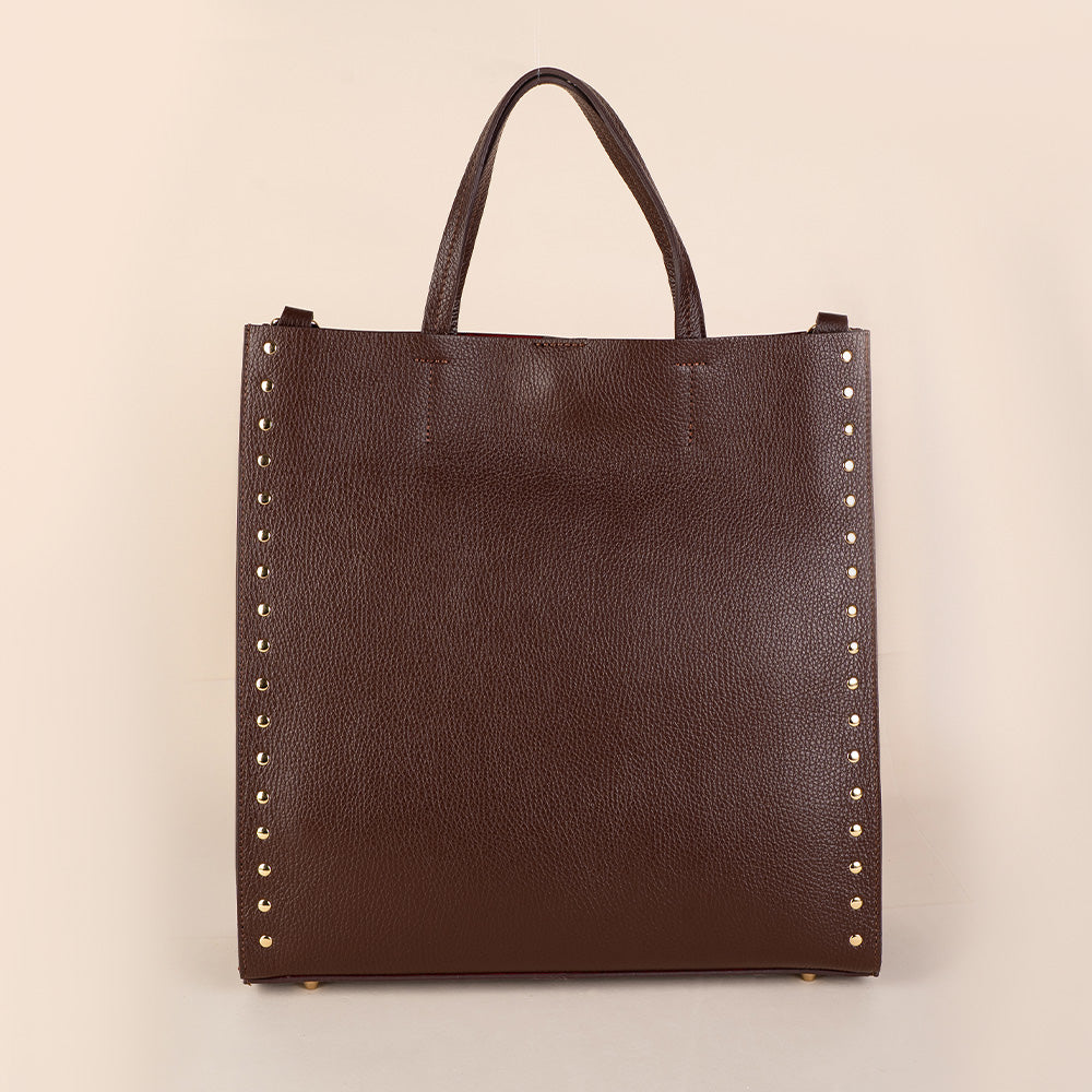 BORSA  A MANO SHOPPING BAG CON BORCHIE AI LATI TRACOLLA E SVUOTA BORSA