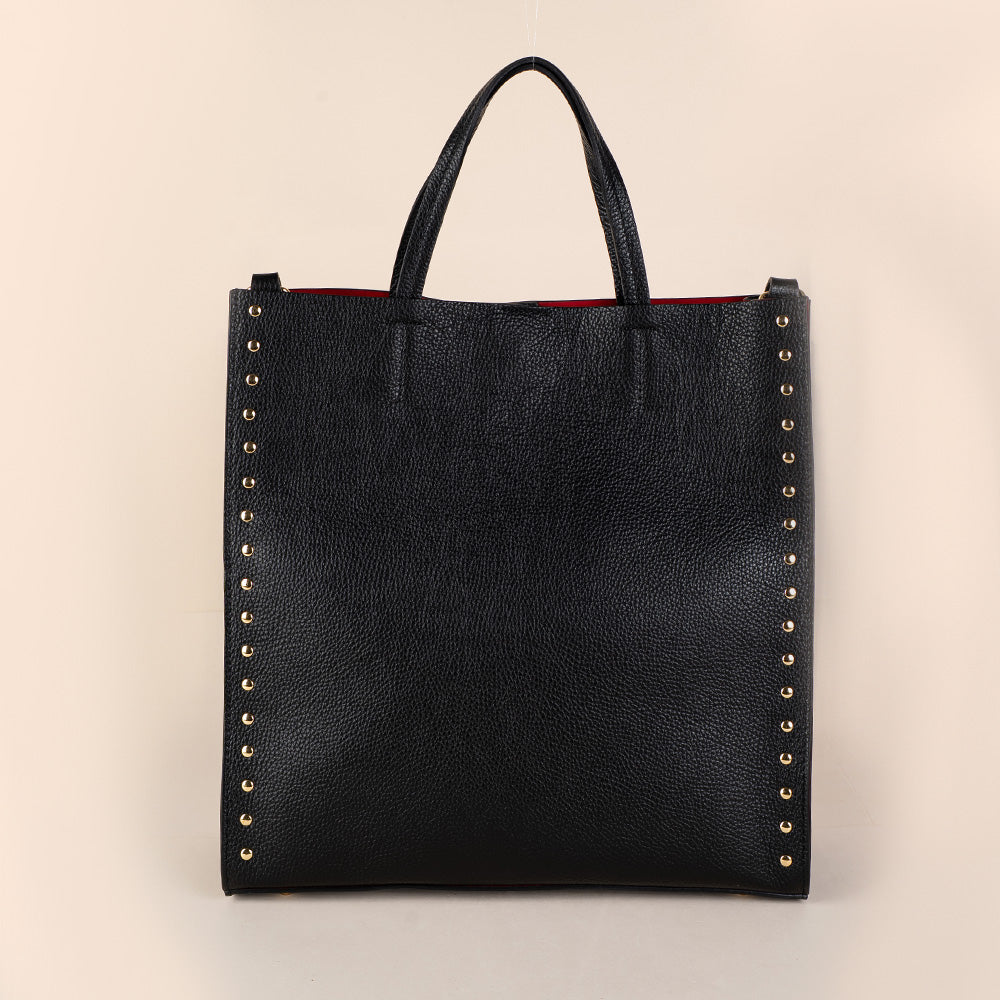 BORSA  A MANO SHOPPING BAG CON BORCHIE AI LATI TRACOLLA E SVUOTA BORSA