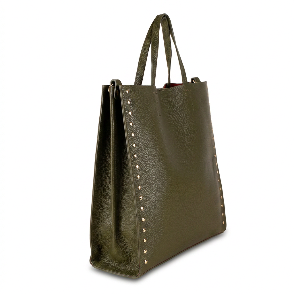 BORSA  A MANO SHOPPING BAG CON BORCHIE AI LATI TRACOLLA E SVUOTA BORSA
