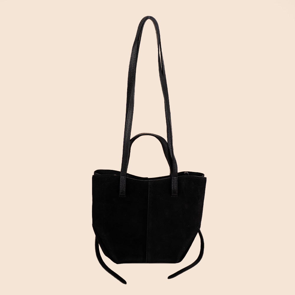 BORSA A SPALLA E A MANO SCAMOSCIATA CON SOFFIETTO LATERALE