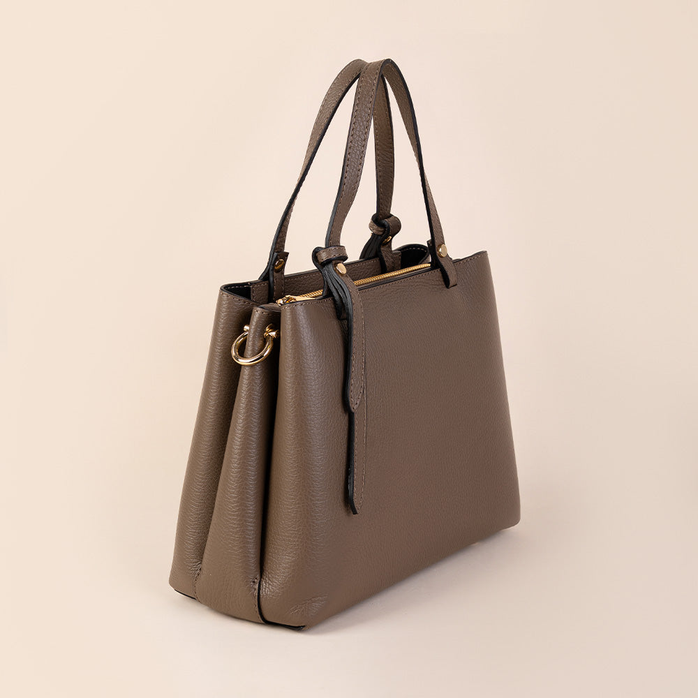 BORSA A MANO CON TRE SCOMPARTI ZIP CENTRALE E TRACOLLA