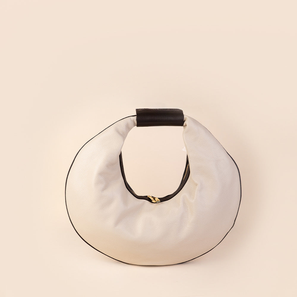 BORSA A SPALLA EFFETTO CERCHIO CON ZIP A U