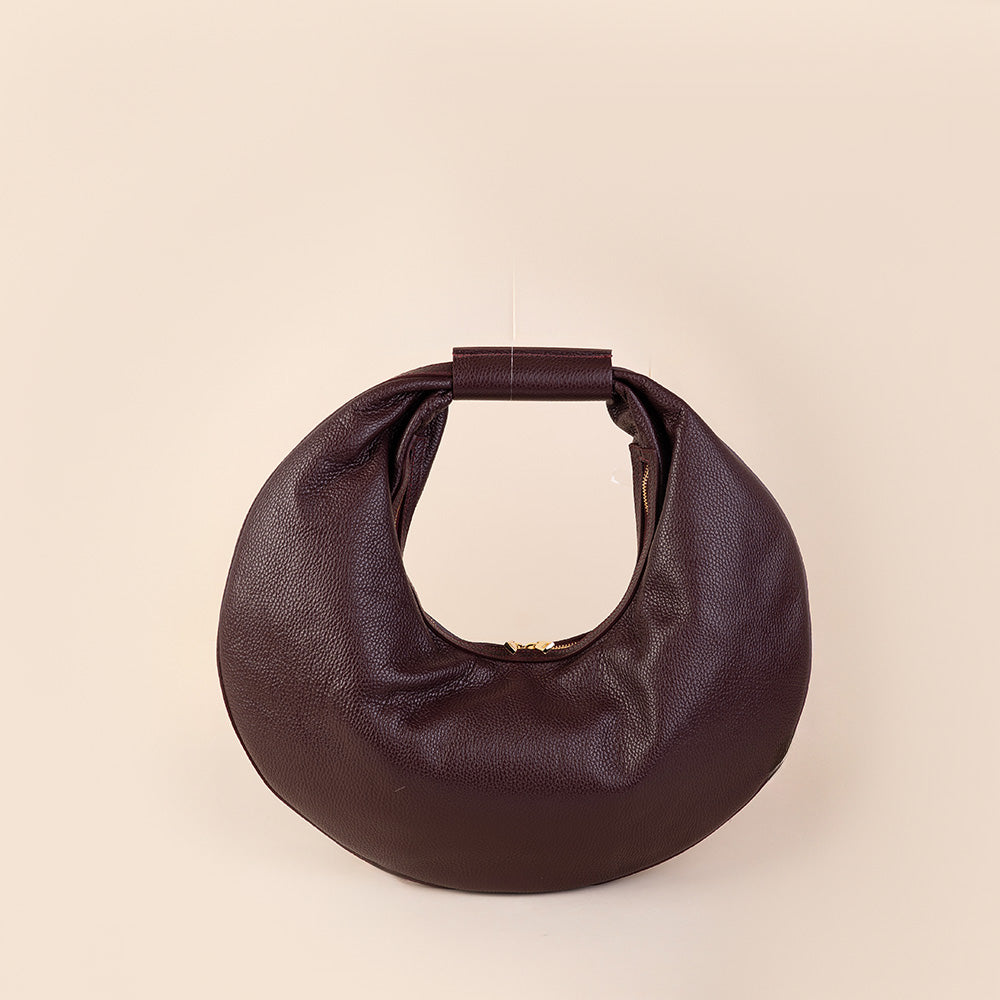 BORSA A SPALLA EFFETTO CERCHIO CON ZIP A U