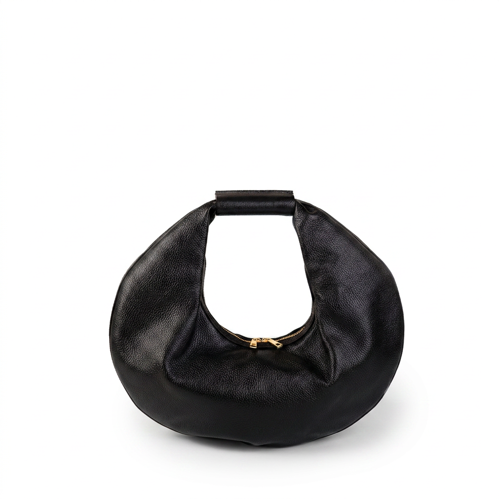 BORSA A SPALLA EFFETTO CERCHIO CON ZIP A U