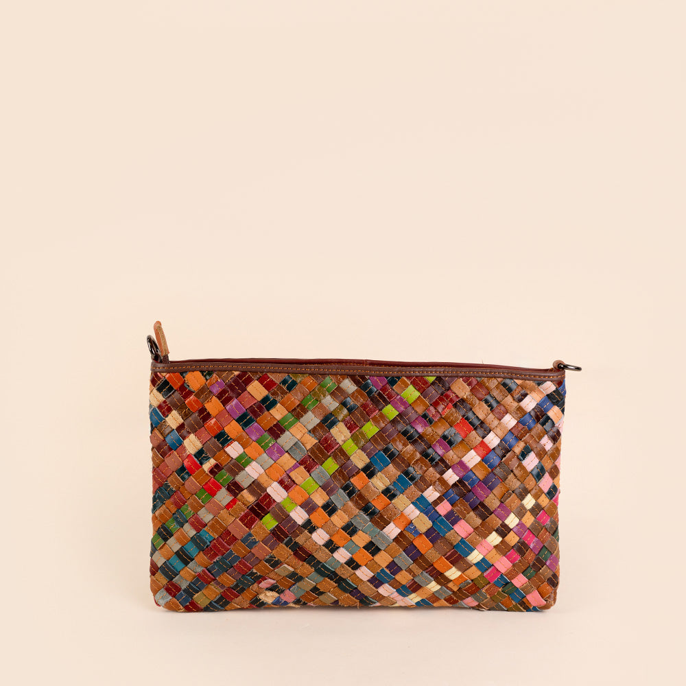 BORSA A TRACOLLA RETTANGOLARE INTRECCIATA MULTICOLOR