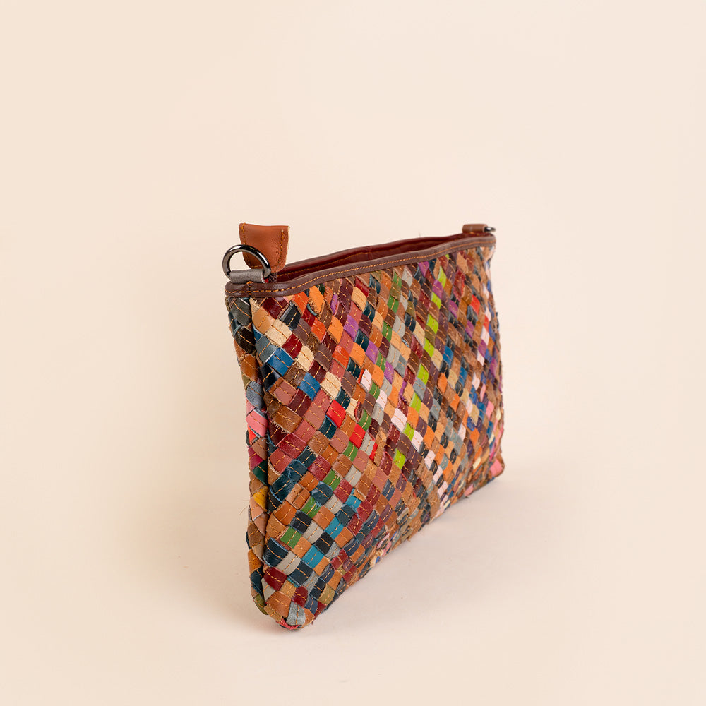 BORSA A TRACOLLA RETTANGOLARE INTRECCIATA MULTICOLOR