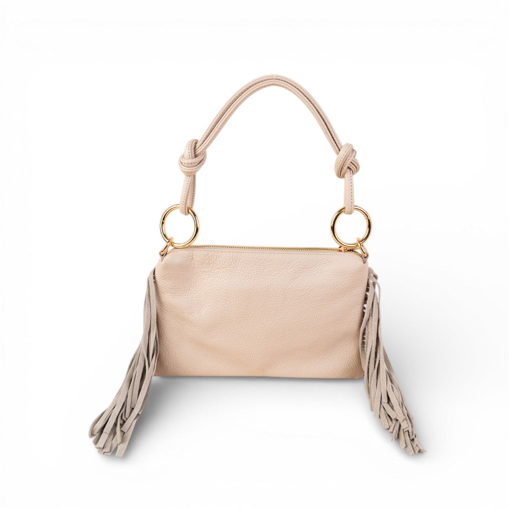 BORSA A SPALLA RETTANGOLARE CON FRANGE AI LATI E TRACOLLA