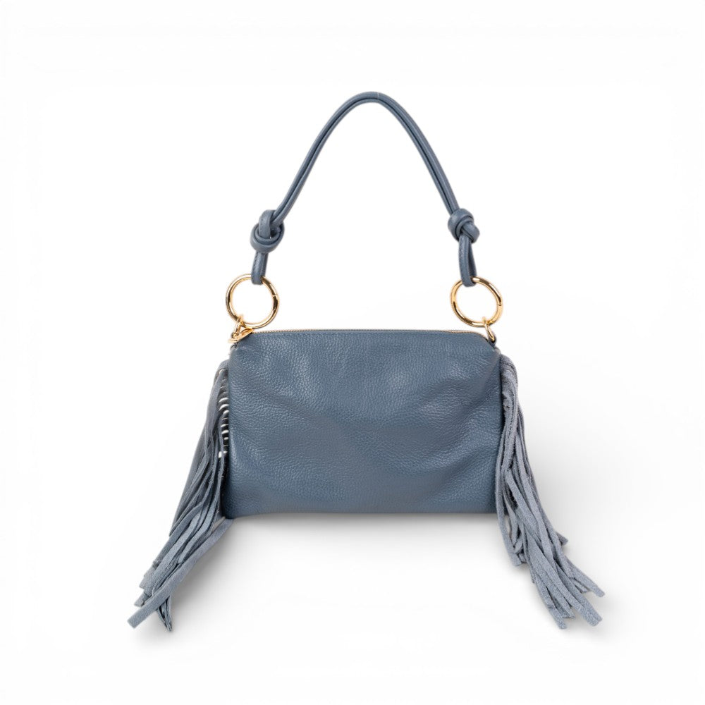 BORSA A SPALLA RETTANGOLARE CON FRANGE AI LATI E TRACOLLA