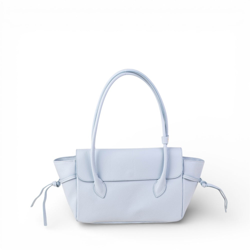 BORSA A SPALLA RETTANGOLARE CON LACCI LATERALI E PATTINA